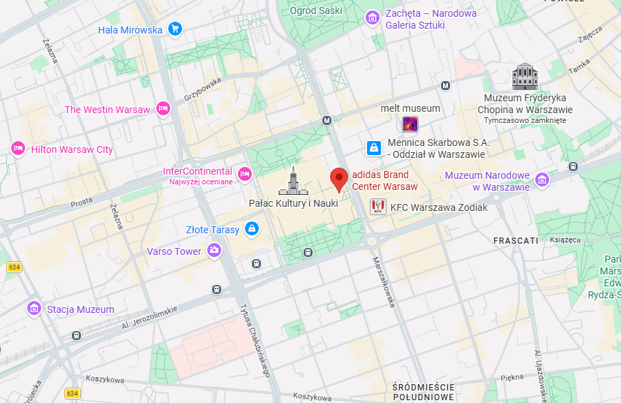 adidas Brand Center Warsaw - mapa